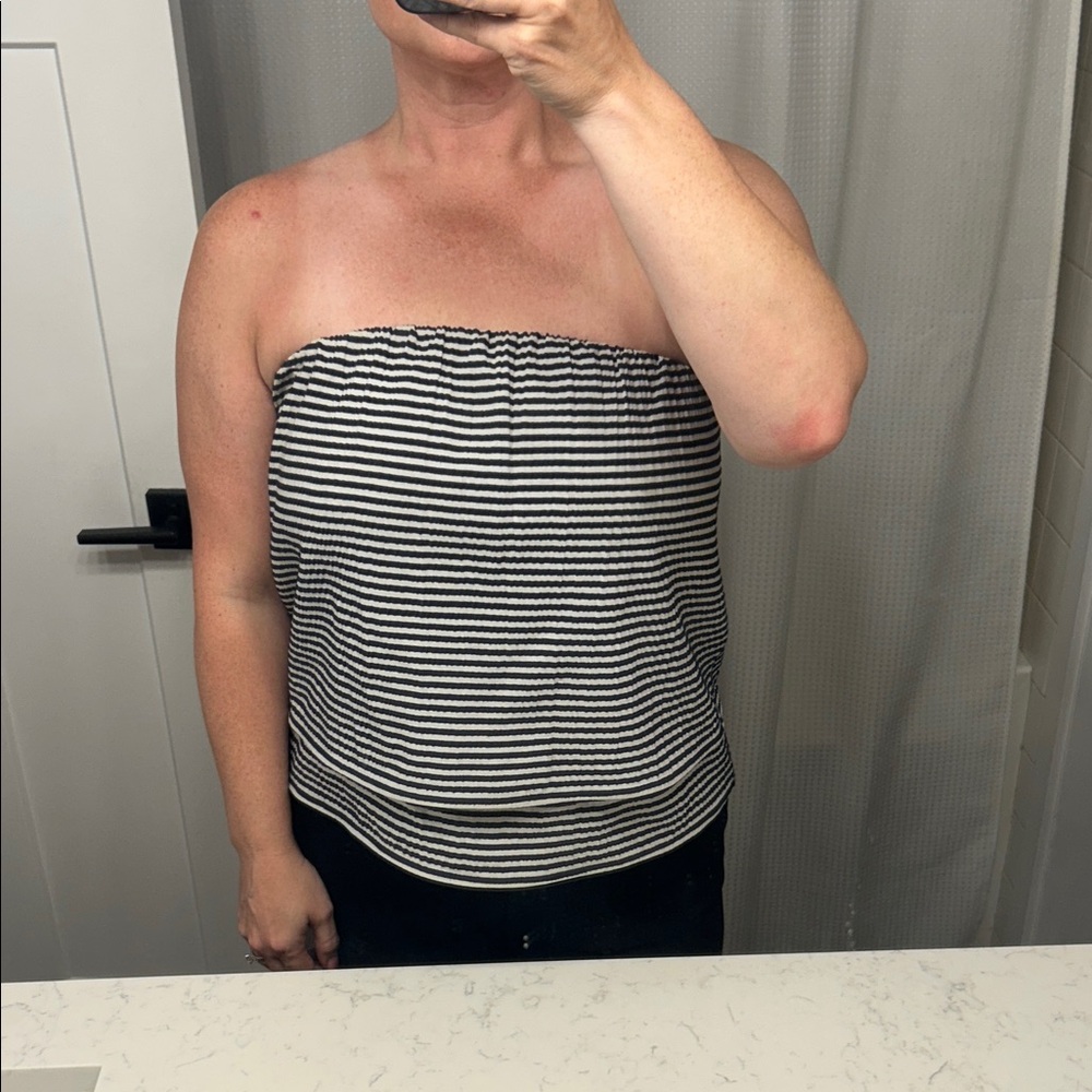 Striped Navy and White Women's Tube Top